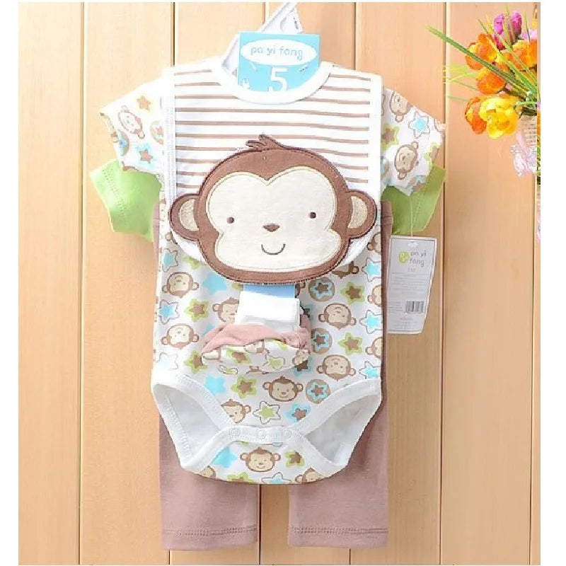 Baby boy Clothes Suits newborn 4-pieces Set baby clothing girl Bodysuit pant t-shirt sock bib 5pcs sets bebes jumpsuits
