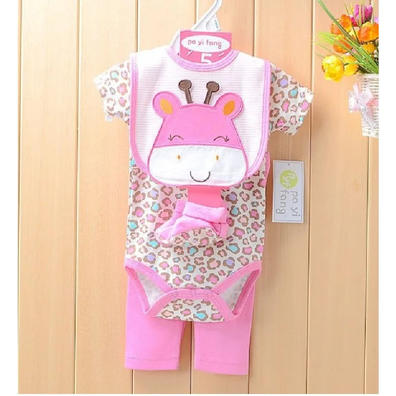 Baby boy Clothes Suits newborn 4-pieces Set baby clothing girl Bodysuit pant t-shirt sock bib 5pcs sets bebes jumpsuits