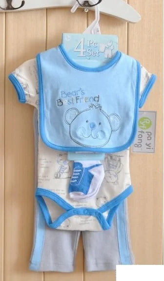 Baby boy Clothes Suits newborn 4-pieces Set baby clothing girl Bodysuit pant t-shirt sock bib 5pcs sets bebes jumpsuits