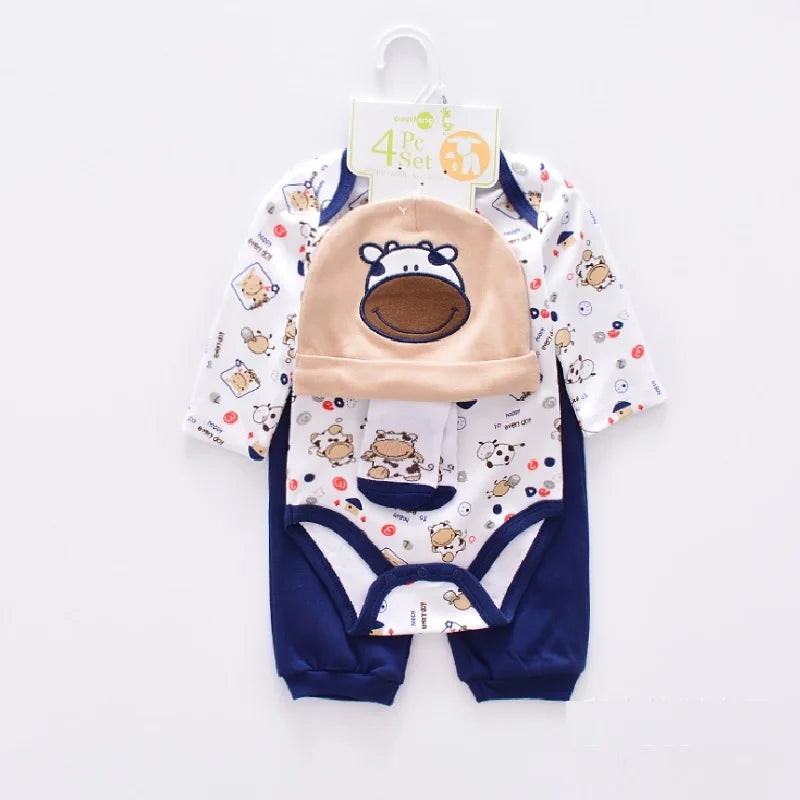 Baby boy Clothes Suits newborn 4-pieces Set baby clothing girl Bodysuit pant t-shirt sock bib 5pcs sets bebes jumpsuits
