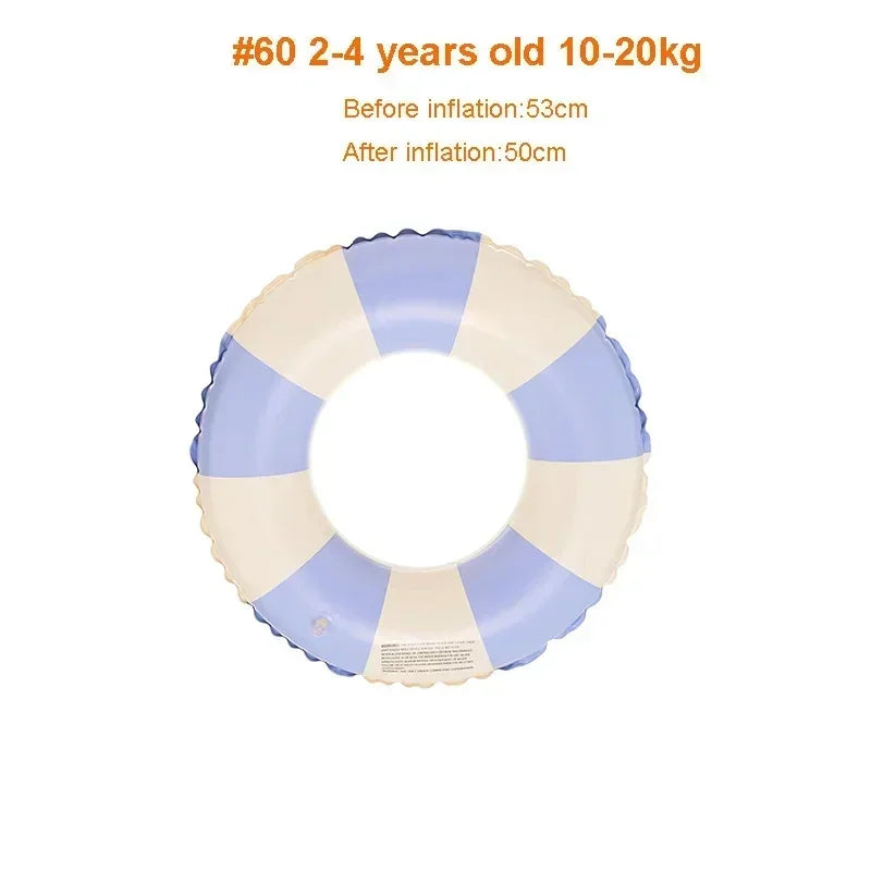 Kids Swimming Ring, PVC Inflatable Float - Striped Design for Boys & Girls, Pool & Beach Floating Donut, Summer Water Play