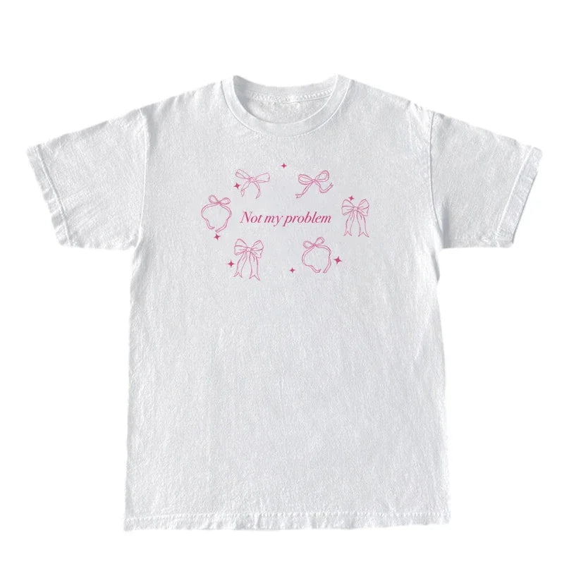 Trendy Cute Coquette Ribbon Bow T-Shirts Women Vintage Y2k Aesthetic Tee Shirt Female Short Sleeve Kawaii Cottagecore Clothes