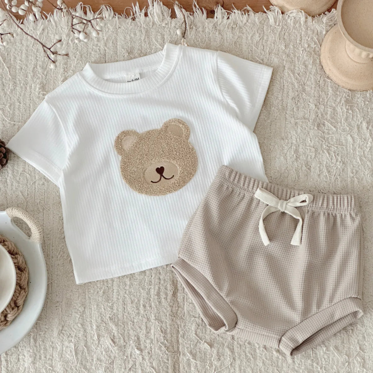 Baby Clothes Cute Children Tracksuit Summer Clothing Cartoon Bear Fashion Baby  T-shirt + Shorts Suit 2Pcs/Set  ﻿0-3Y