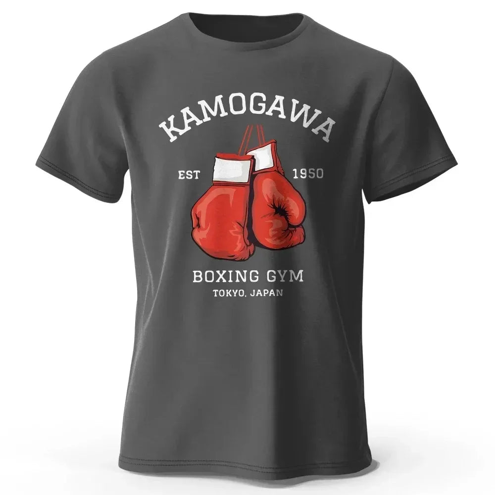Streetwear Men Hajime No Ippo Printed Pure Cotton Vintage GYM Men's T-Shirt for Men Women Tops Funny Manga Kamagowa Boxing Gym