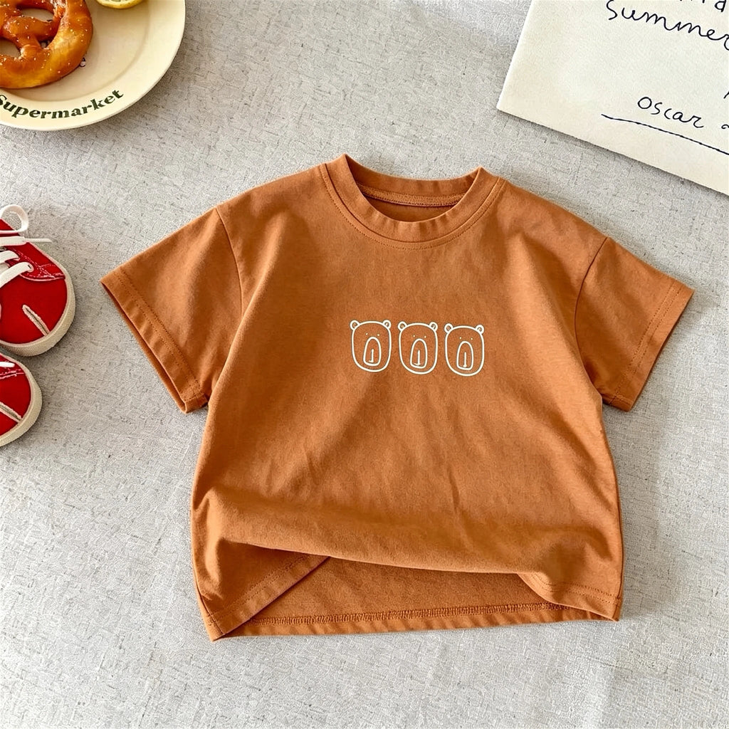 Fashion Simple Children Tshirts Tops Summer Clothing Printed Crewneck T-shirt Short-sleeved Toddler Costume Kids Clothes Tees