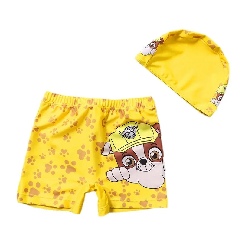Kid Swimwear Pants Cap Set Baby Boy Swimsuit Shorts Cartoon PAW Patrol kids Swimming Trunks Gift