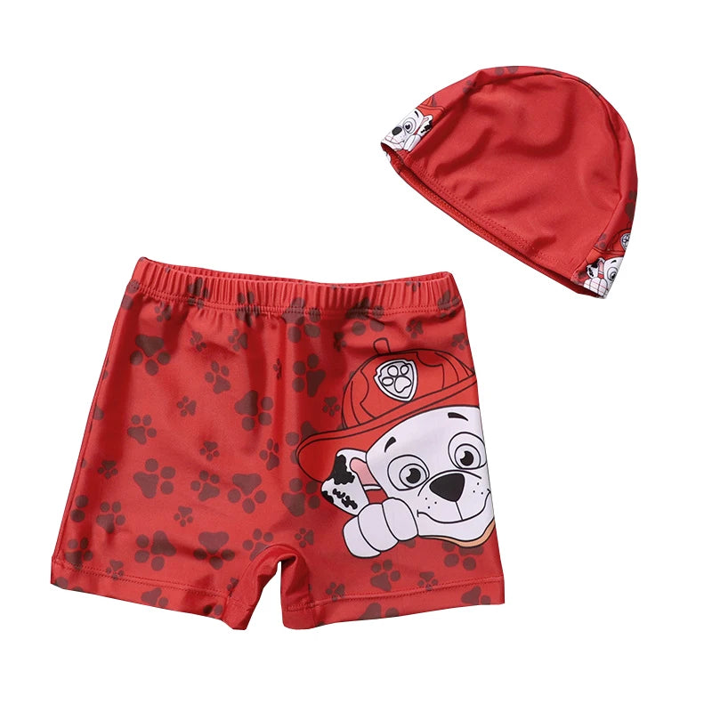 Kid Swimwear Pants Cap Set Baby Boy Swimsuit Shorts Cartoon PAW Patrol kids Swimming Trunks Gift