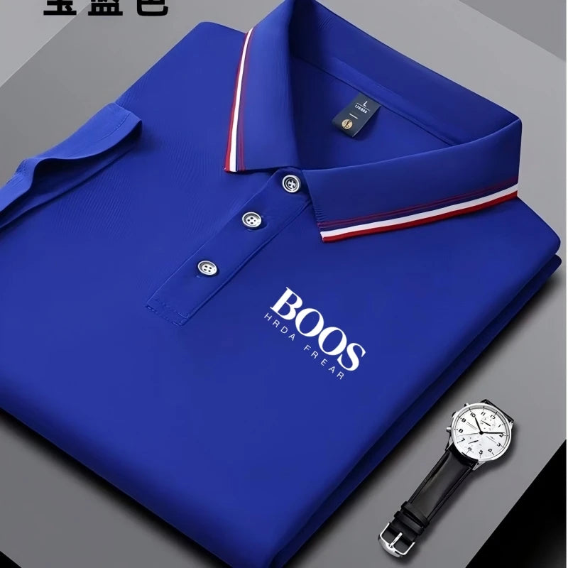Embroidered New Men's Business Casual Short Sleeved Polo Shirt, Fashionable, Breathable, Comfortable and Versatile Top