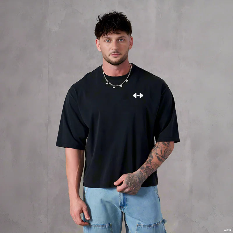 Oversized Boxy Fit Dropped Shoulders Running T-shirts Mens Cotton Heavyweight Half Sleeve Sports T Shirts Casual Gym Clothing