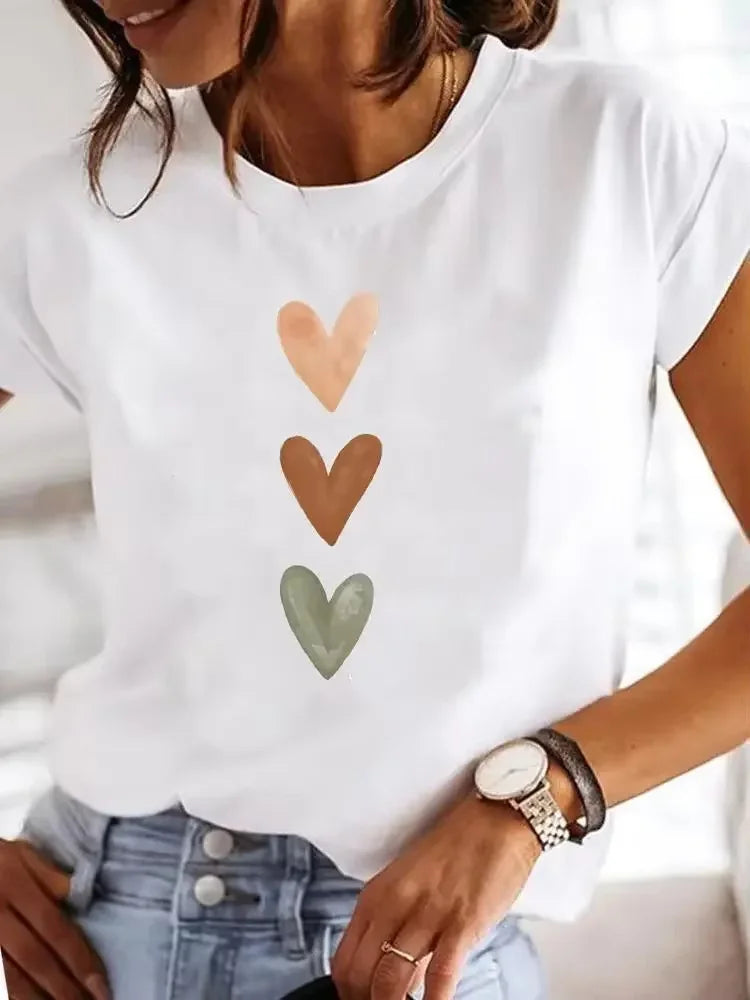 Women's Parisian Graphic Print White Tee with Eiffel Tower for Casual Everyday Valentine's Day Outfits  Aesthetic Clothes