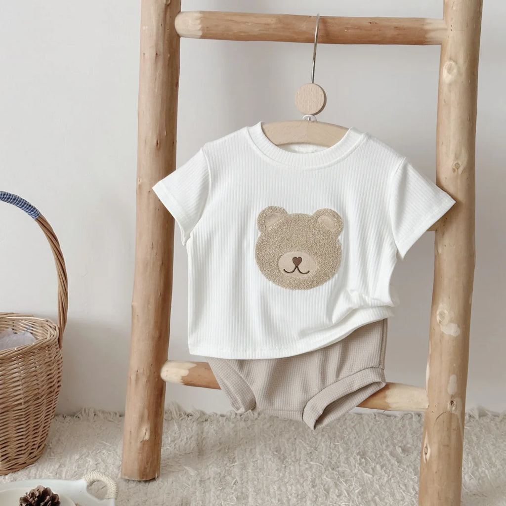 Baby Clothes Cute Children Tracksuit Summer Clothing Cartoon Bear Fashion Baby  T-shirt + Shorts Suit 2Pcs/Set  ﻿0-3Y