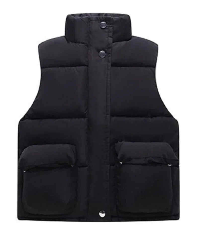 Fashion Baby Boy Girl Winter Toddler Vest Cotton Padded Child Waistcoat Solid Color Zipper Outwear Warm Thick Baby Clothes 1-12Y