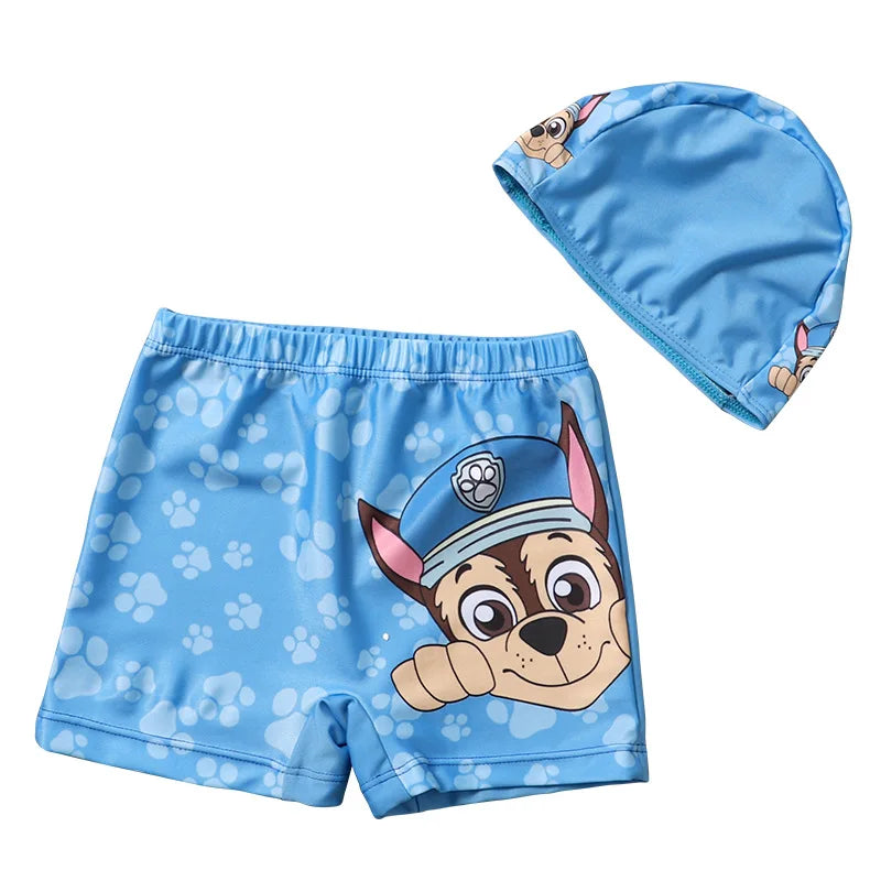 Kid Swimwear Pants Cap Set Baby Boy Swimsuit Shorts Cartoon PAW Patrol kids Swimming Trunks Gift