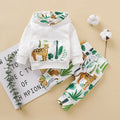 2-pieces Children Clothing Sets Leopard Hooded Top + Animal Print Pants Boys Girls Suits Autumn Long Sleeve Kid Clothes for baby