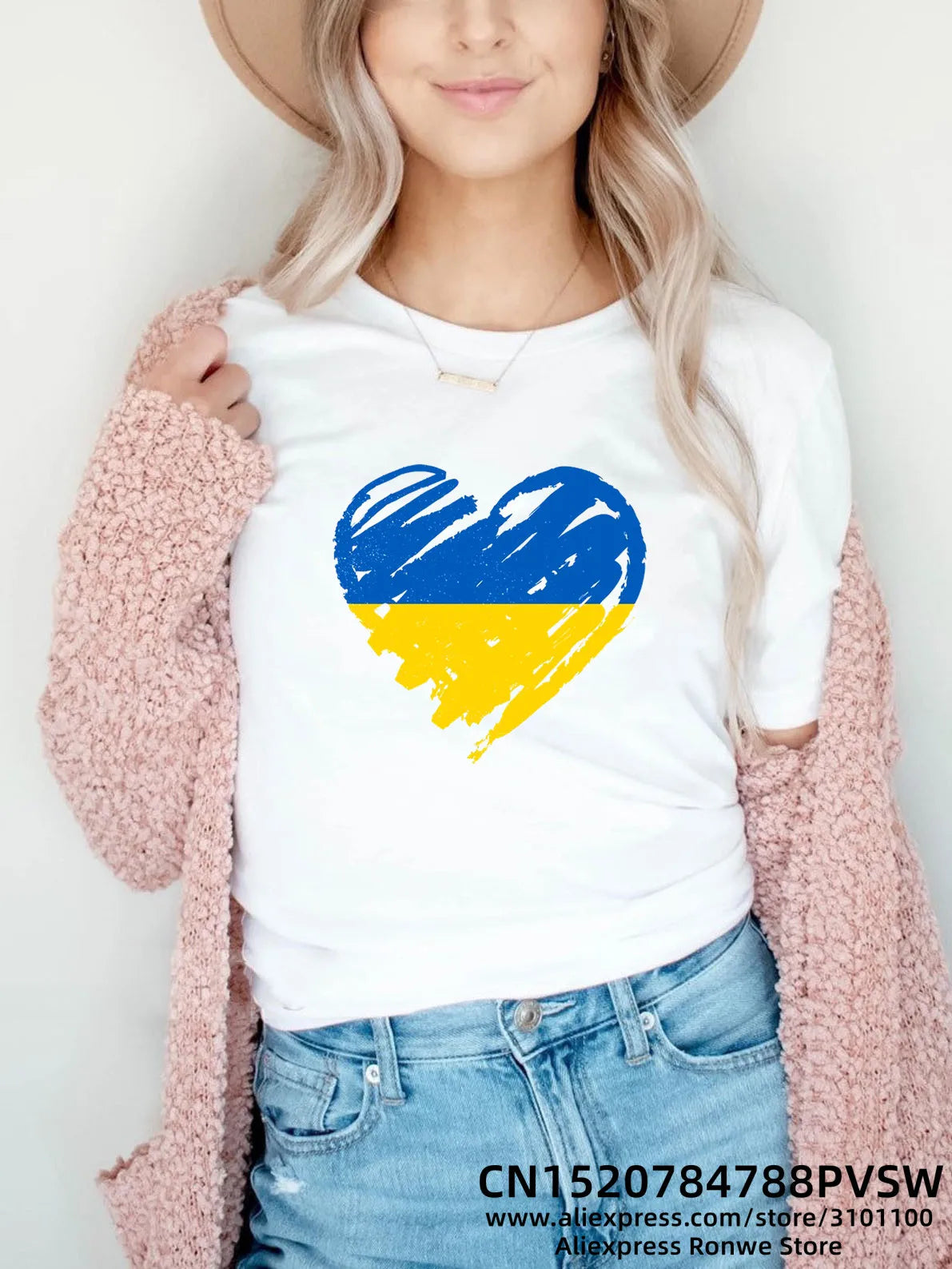 Heartbeat Blue Yellow Women Print T-shirt Girl Y2K Short Sleeve Tee Tops Lady 90S Sweetshirts Female Harajuku Clothing