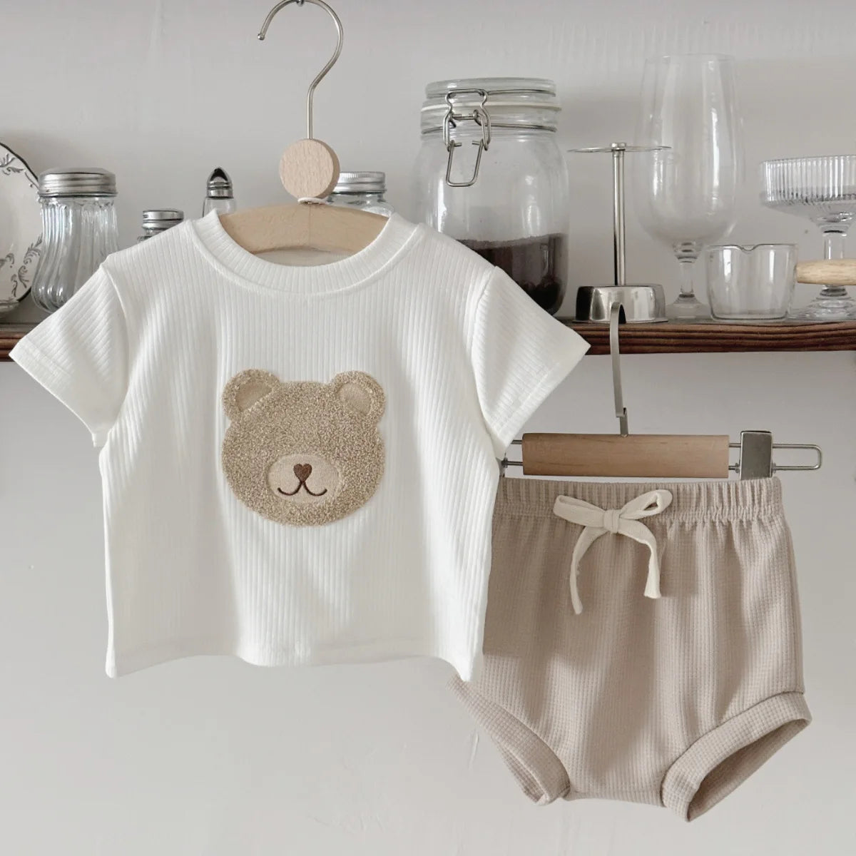 Baby Clothes Cute Children Tracksuit Summer Clothing Cartoon Bear Fashion Baby  T-shirt + Shorts Suit 2Pcs/Set  ﻿0-3Y