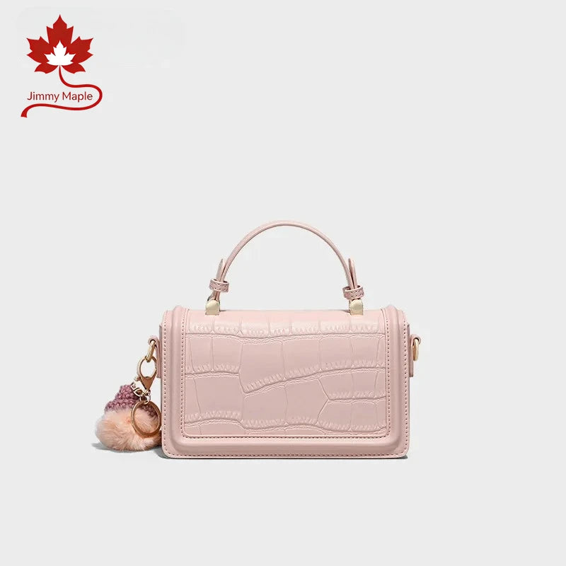 New 2026 Pink Tender Color Small Messenger Bag Leisure Crocodile Cow Leather Women Crossbody Bag Summer Daily-use Handbag