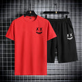 Men's summer sports suit round neck short sleeved T-shirt five quarter shorts slim fit fashion two-piece set men's clothing