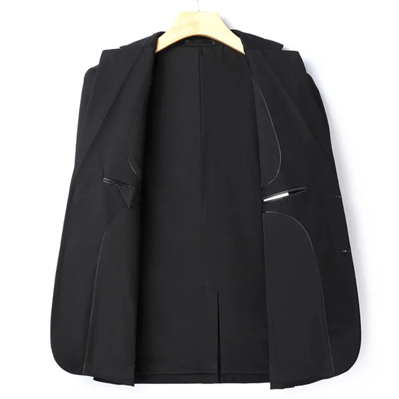 Suit  Men's Casual Formal Business Gentleman Solid Color Hosting Four Seasons Slimming (Blazer+Trousers) Wedding Fashion Suit
