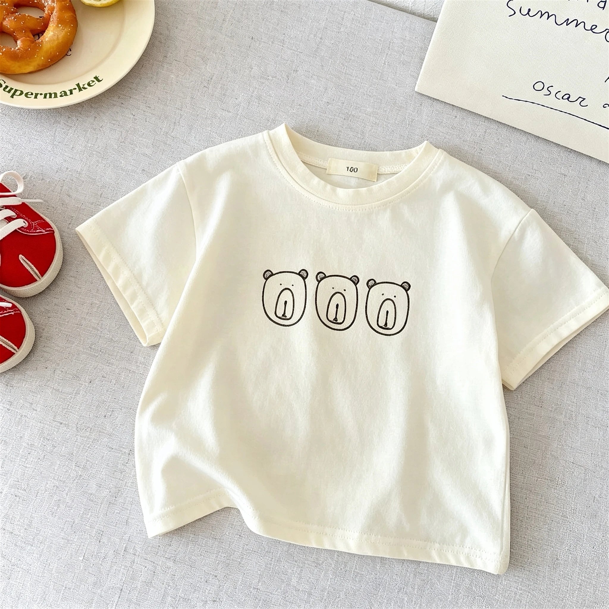 Fashion Simple Children Tshirts Tops Summer Clothing Printed Crewneck T-shirt Short-sleeved Toddler Costume Kids Clothes Tees