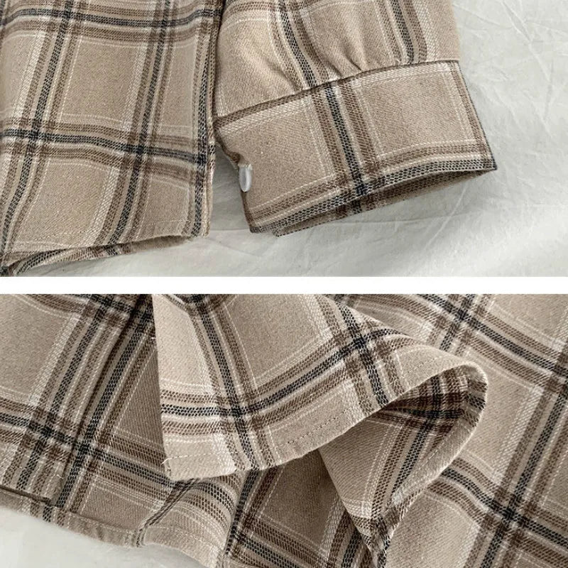 3XL Women Shirts Baggy Plaid Long Sleeve Chic Fashion Simple Casual New Females Spring Tops All-match Streetwear Retro Ulzzang