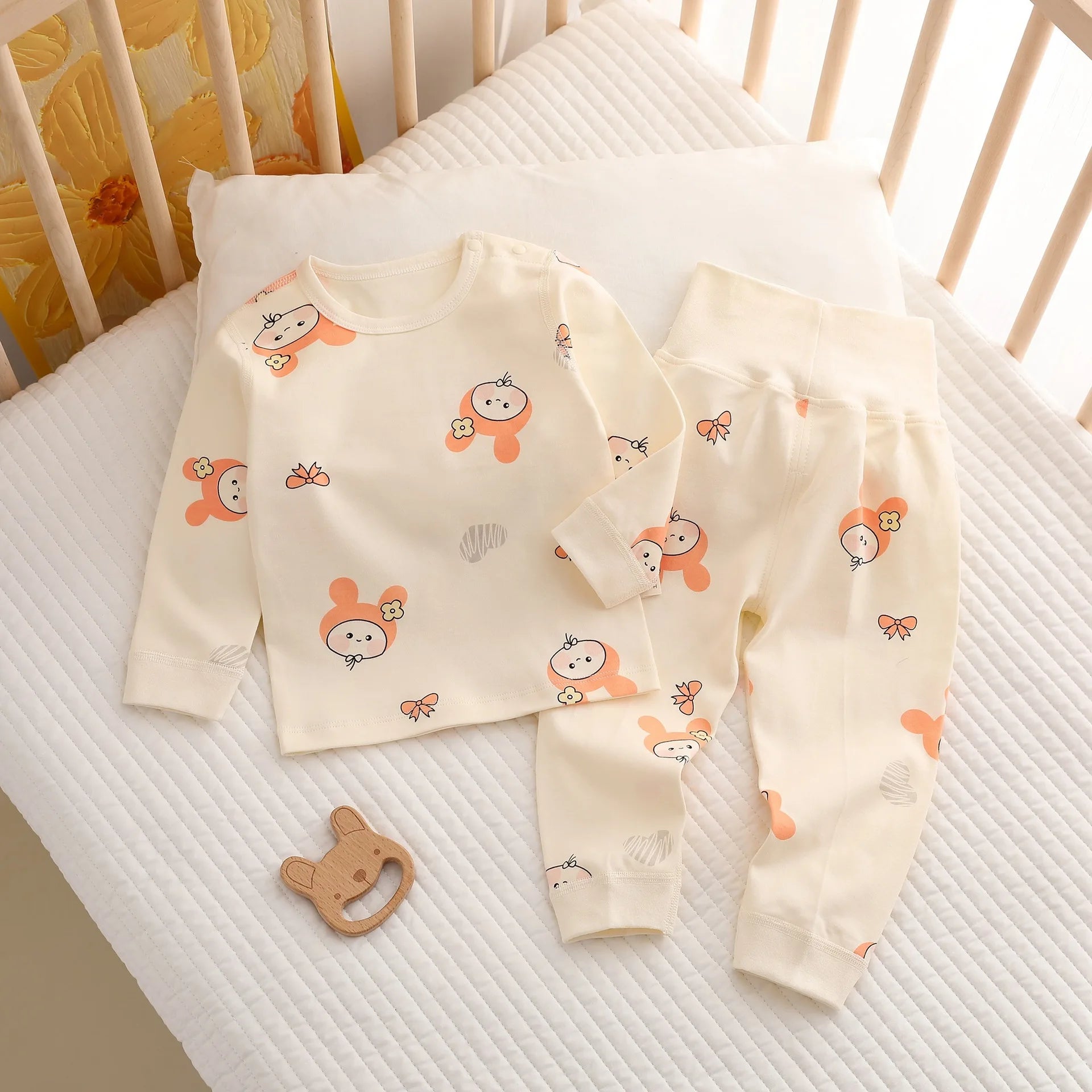 Two-Piece Baby Sleepwear Set Pure Cotton Top and Bottom Set Newborn Separate Homewear Set Toddler Spring, Autumn, and Winter Sle