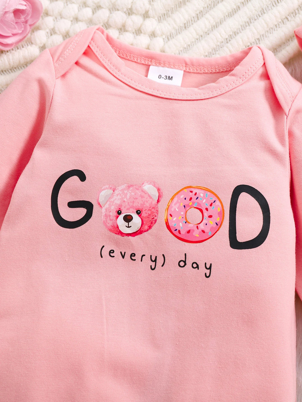 Newborn Baby Girl Romper with Hat, Cartoon Print Cotton Long Sleeve Infant Jumpsuit, Soft Breathable One-Piece Outfit for 3-12M