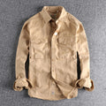 Autumn new 204 khaki retro wash solid color work shirt men's three-dimensional pocket trend loose jacket