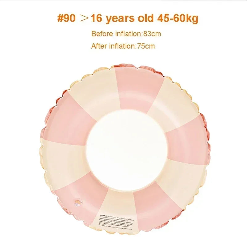 Kids Swimming Ring, PVC Inflatable Float - Striped Design for Boys & Girls, Pool & Beach Floating Donut, Summer Water Play