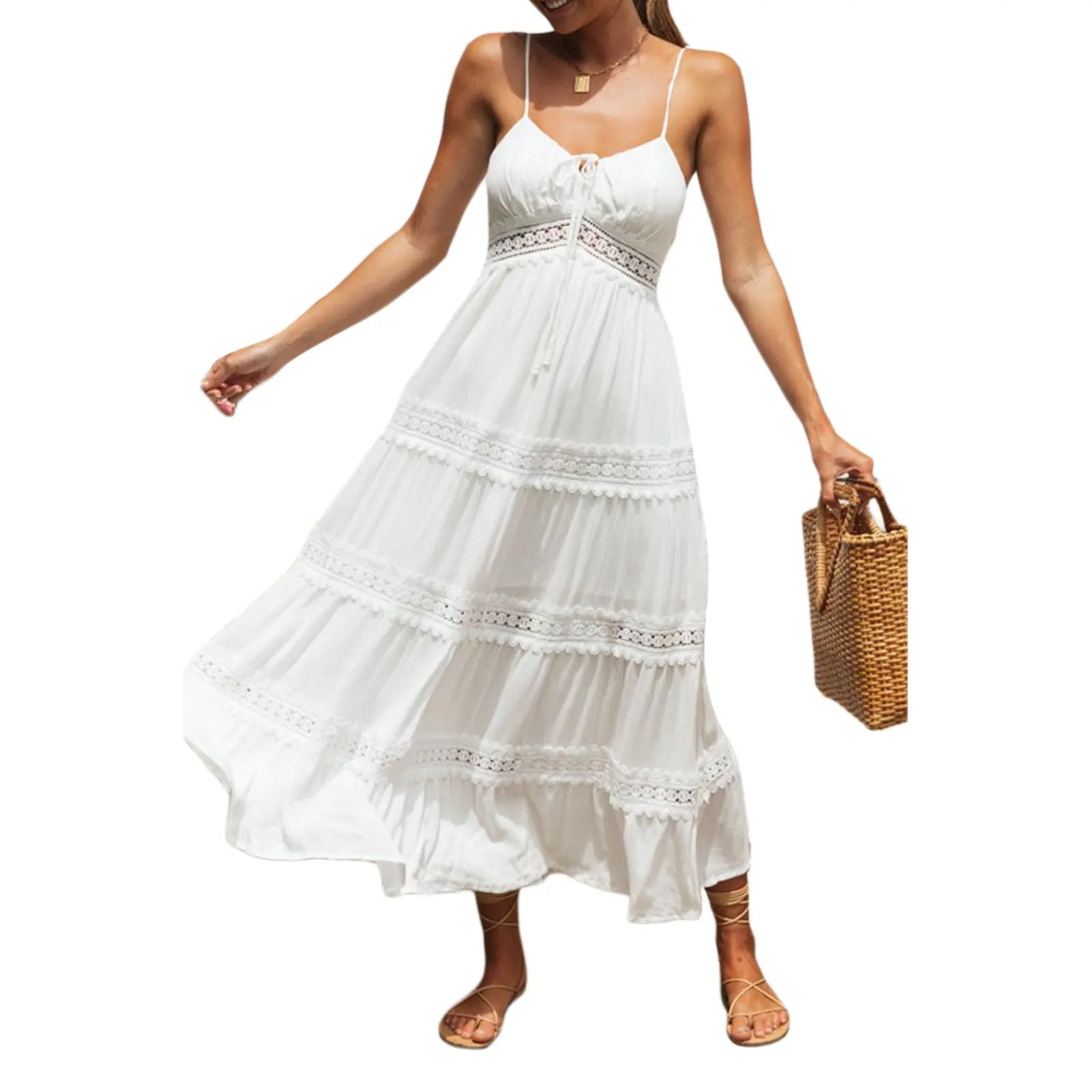 Summer White Dress For Woman 2025 Trendy Casual Beachwear Cover-ups Outfits New Boho Hippie Chic Long Maxi Dresses Elegant Party