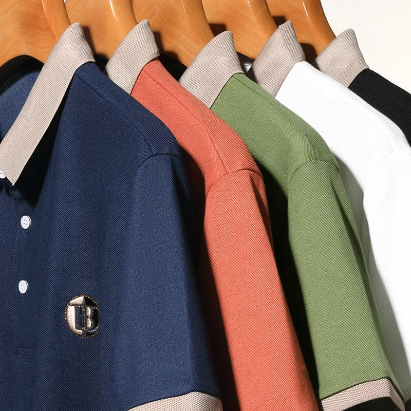 2025 Men's New Embroidered Cotton Business Leisure Short Sleeved POLO Shirt Fashion Short Sleeved Comfortable and Breathable Top