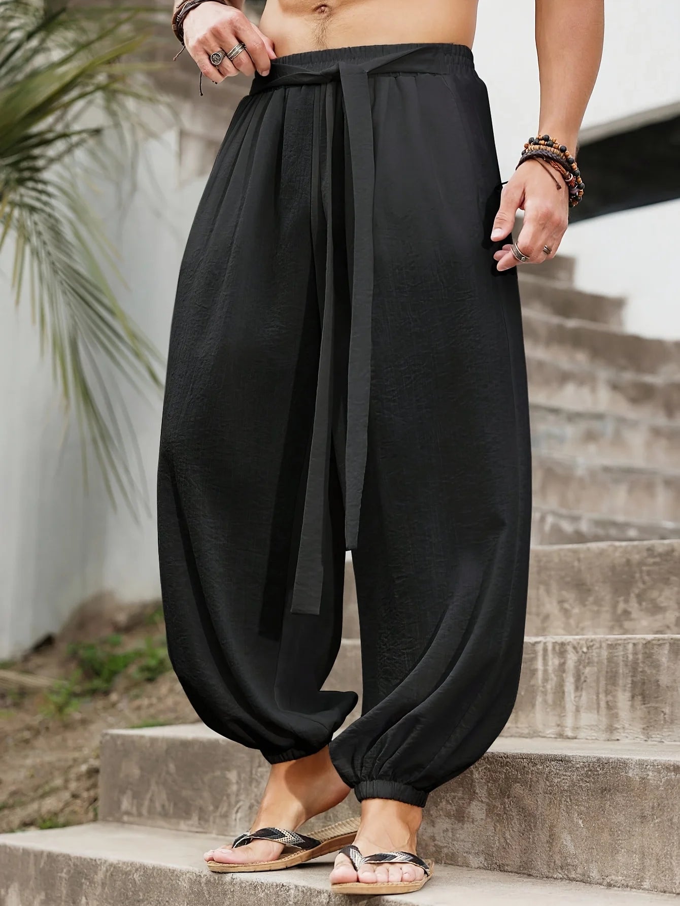 FGKKS Brand New Men Pants Fashion Loose Style Comfortable Cotton Pants Man Black Solid Trousers