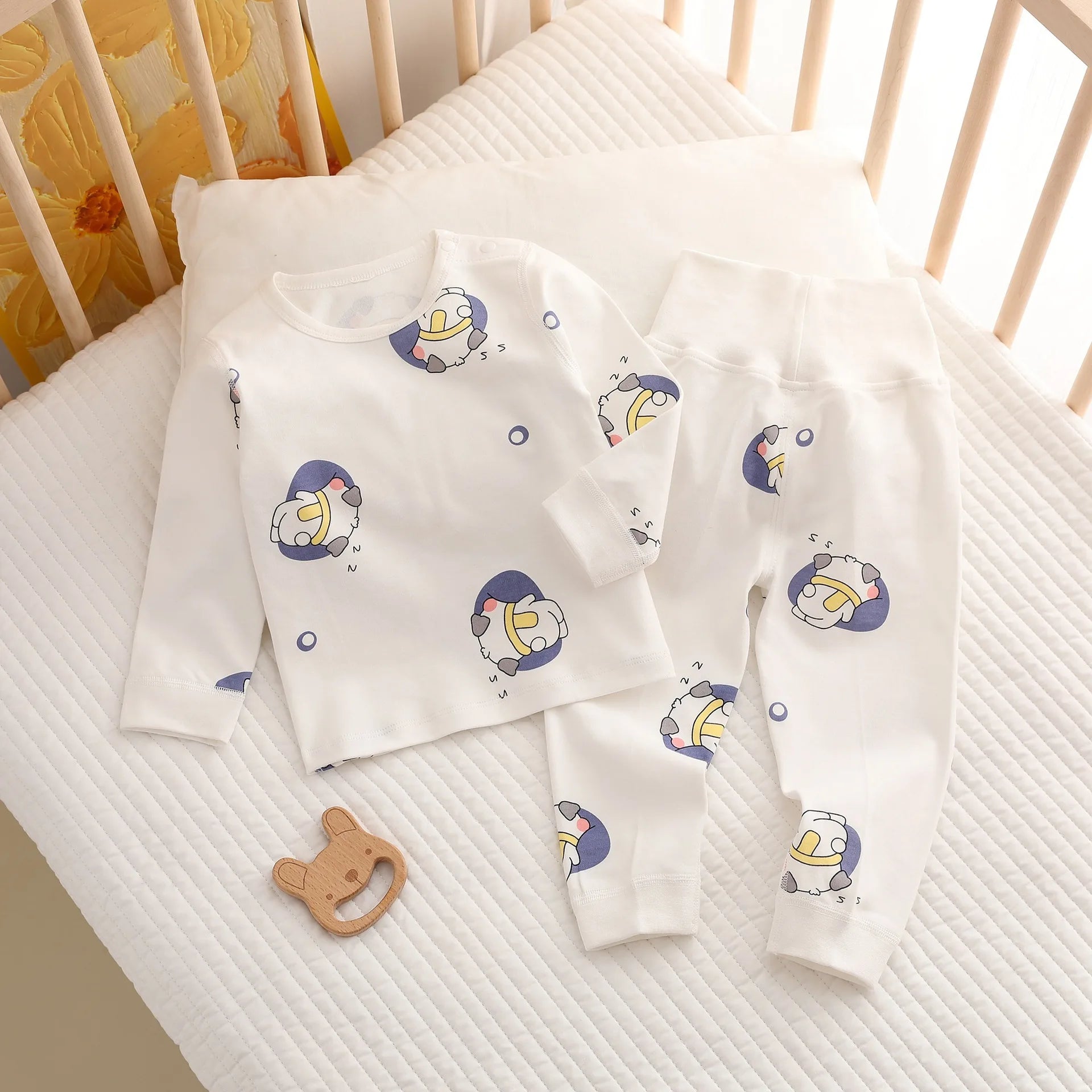 Two-Piece Baby Sleepwear Set Pure Cotton Top and Bottom Set Newborn Separate Homewear Set Toddler Spring, Autumn, and Winter Sle
