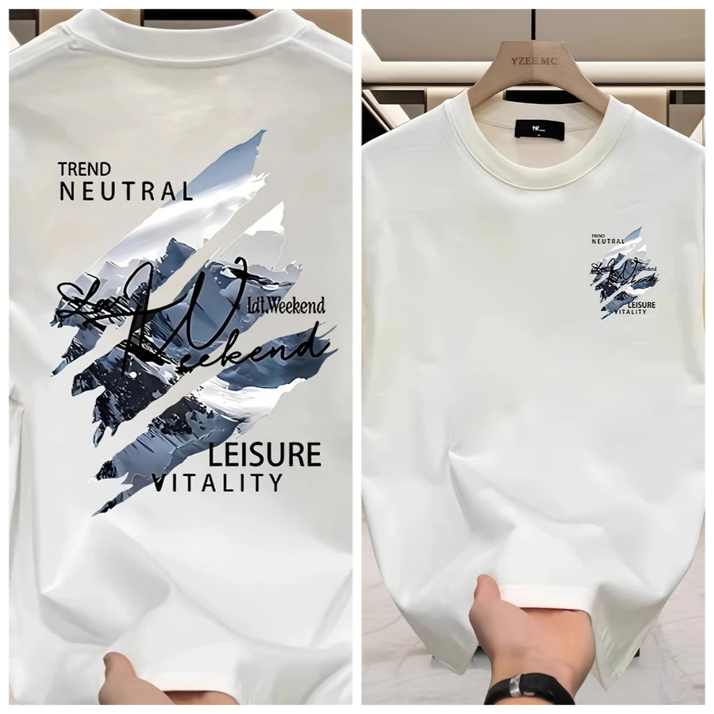 Men Cotton T-shirt T-shirt with The Trend of Neutral Graphics Daily Casual Street Breathable Daily Necessities Men Clothing