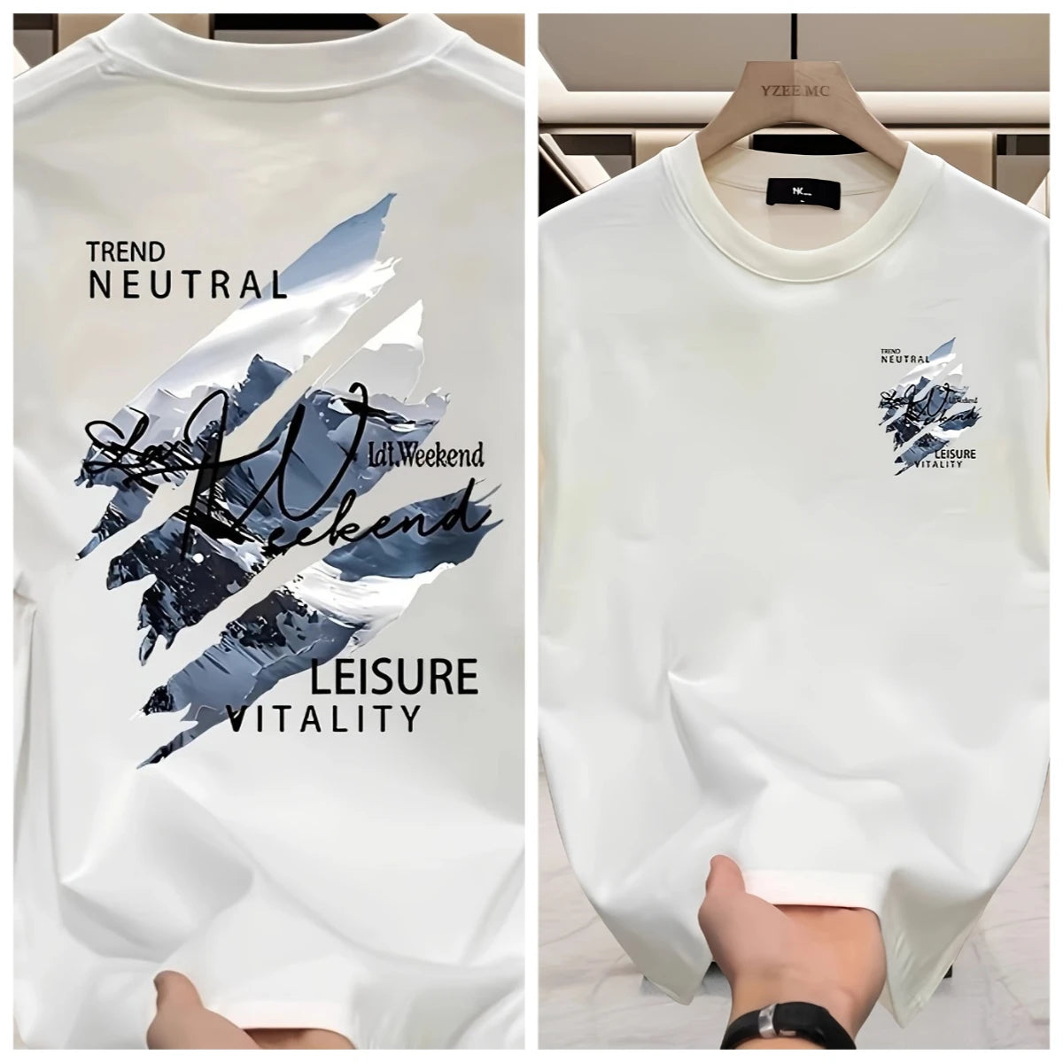 Men Cotton T-shirt T-shirt with The Trend of Neutral Graphics Daily Casual Street Breathable Daily Necessities Men Clothing