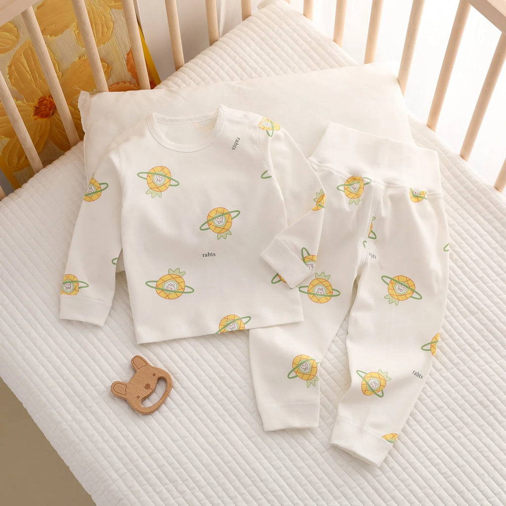 Two-Piece Baby Sleepwear Set Pure Cotton Top and Bottom Set Newborn Separate Homewear Set Toddler Spring, Autumn, and Winter Sle