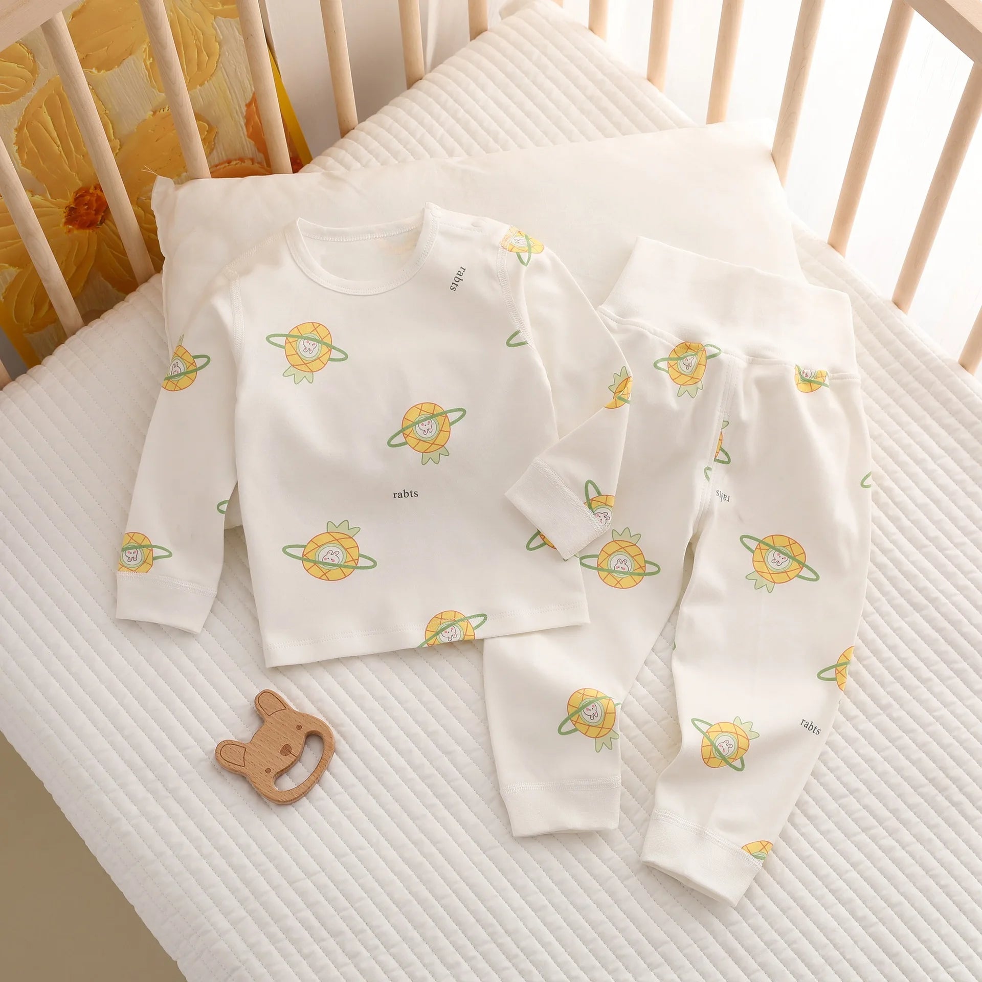 Two-Piece Baby Sleepwear Set Pure Cotton Top and Bottom Set Newborn Separate Homewear Set Toddler Spring, Autumn, and Winter Sle