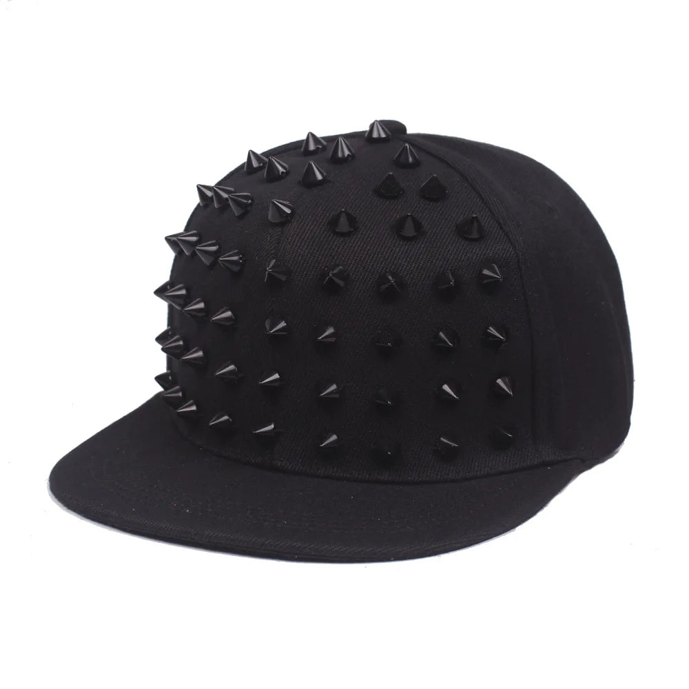 Men Flat Hat Hip Hop Snapback Fancy Rivet Baseball Caps Street Dance Trendy K-pop Hat Embroidered Street Headwear