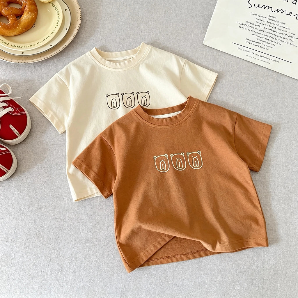 Fashion Simple Children Tshirts Tops Summer Clothing Printed Crewneck T-shirt Short-sleeved Toddler Costume Kids Clothes Tees