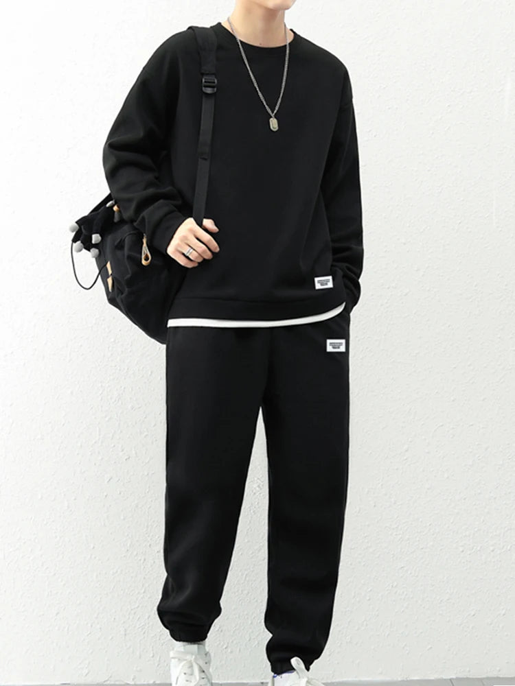 Summer Men's Waffle Sets Casual T-Shirt And Shorts Set Male Sports Suit Solid Color Tracksuit Loose Suits Size