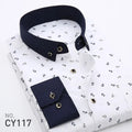 New Men's Printed Long Sleeve Shirt Korean Slim Youth Plaid Versatile Shirt Casual Fashion Floral Inch Shirt Iron-free Process