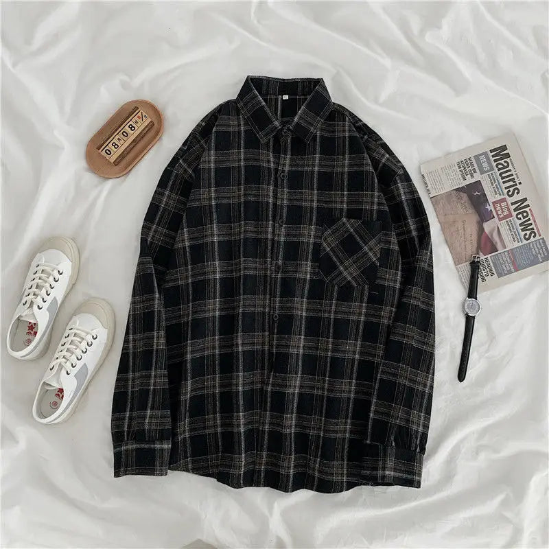 3XL Women Shirts Baggy Plaid Long Sleeve Chic Fashion Simple Casual New Females Spring Tops All-match Streetwear Retro Ulzzang