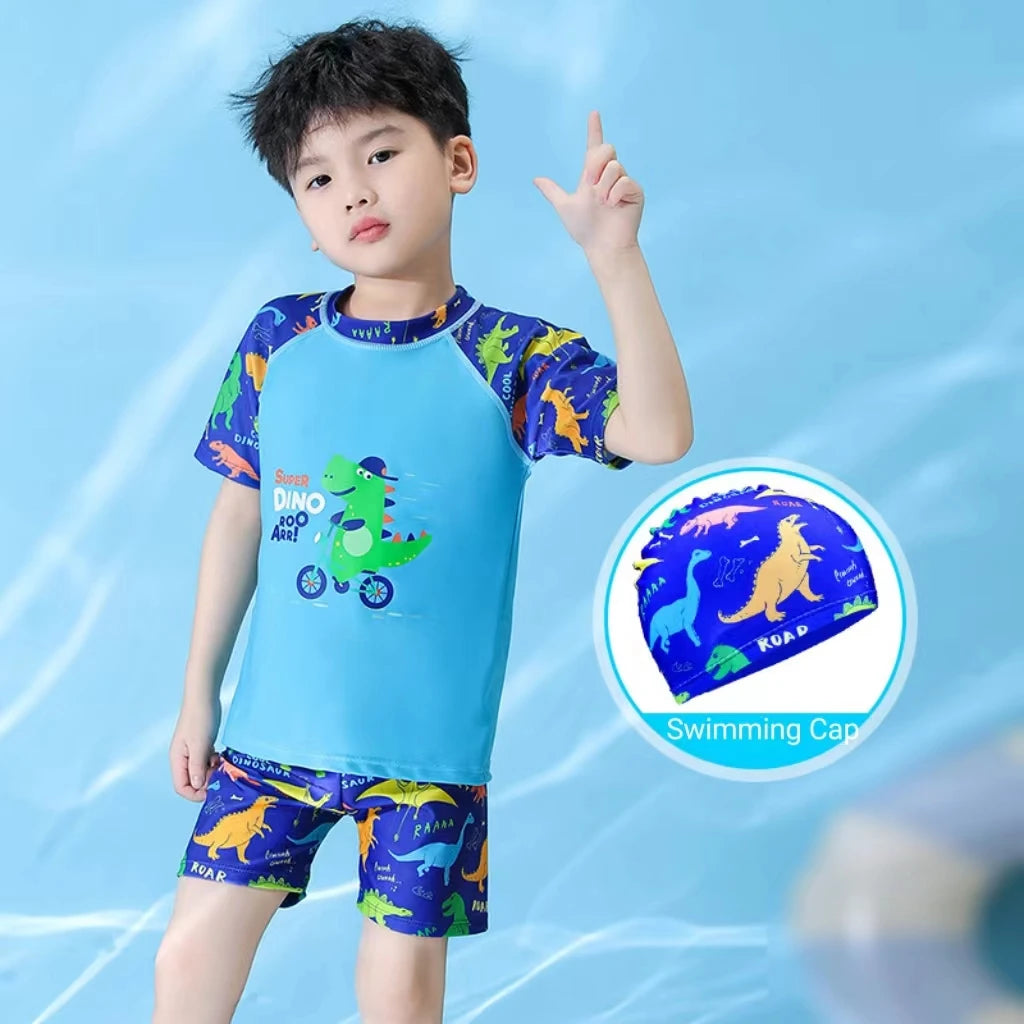 Children's Swimming Costume Three-Piece Boys and Girls New Small and Medium-Sized Children's Split Boy's Swimsuit Suit Suit