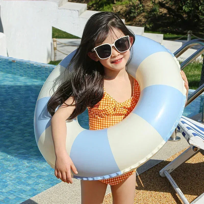 Kids Swimming Ring, PVC Inflatable Float - Striped Design for Boys & Girls, Pool & Beach Floating Donut, Summer Water Play