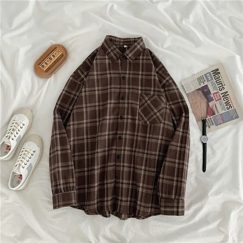 3XL Women Shirts Baggy Plaid Long Sleeve Chic Fashion Simple Casual New Females Spring Tops All-match Streetwear Retro Ulzzang