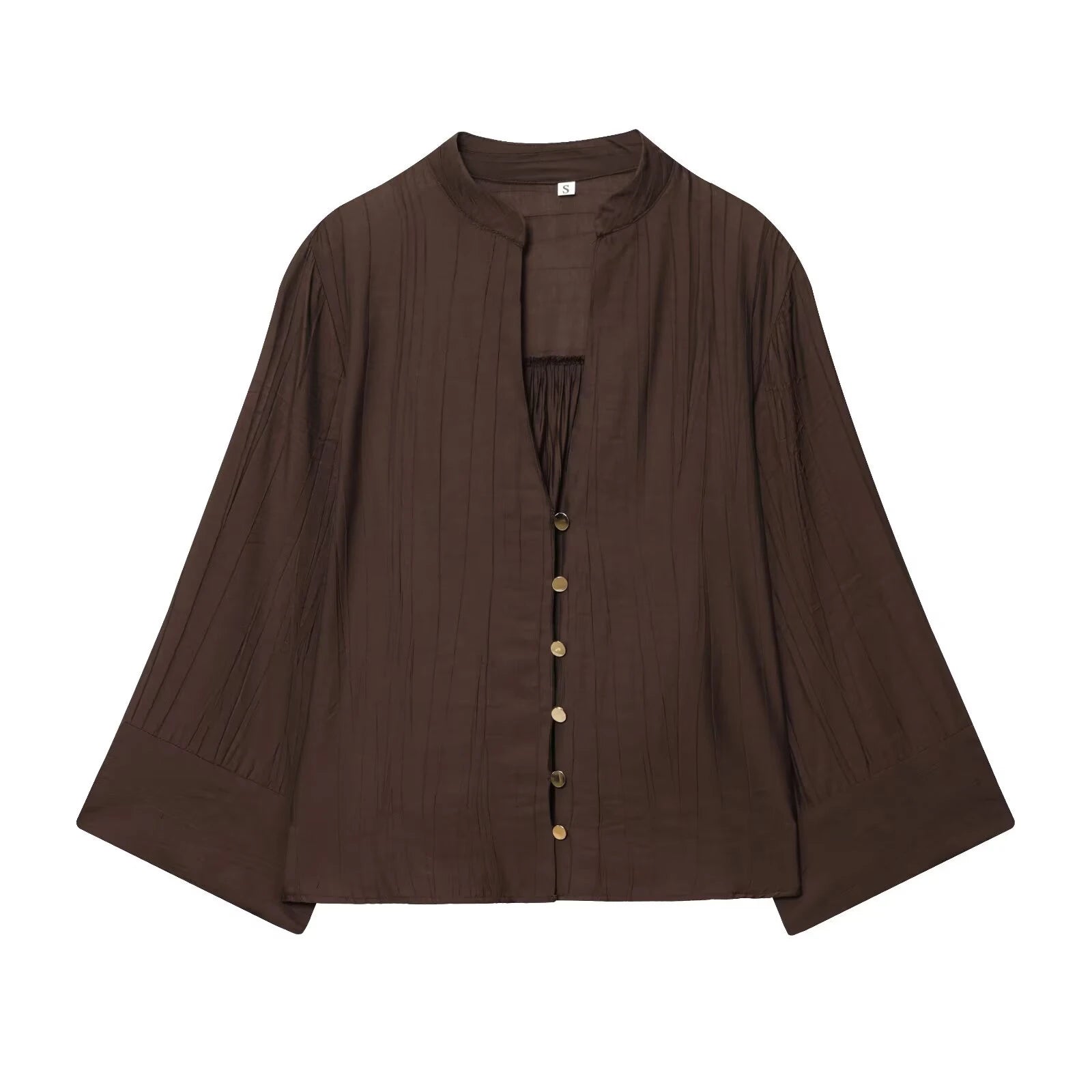 Autumn new women's loose and simple V-neck long sleeved shirt with elastic waist and wide leg pants set