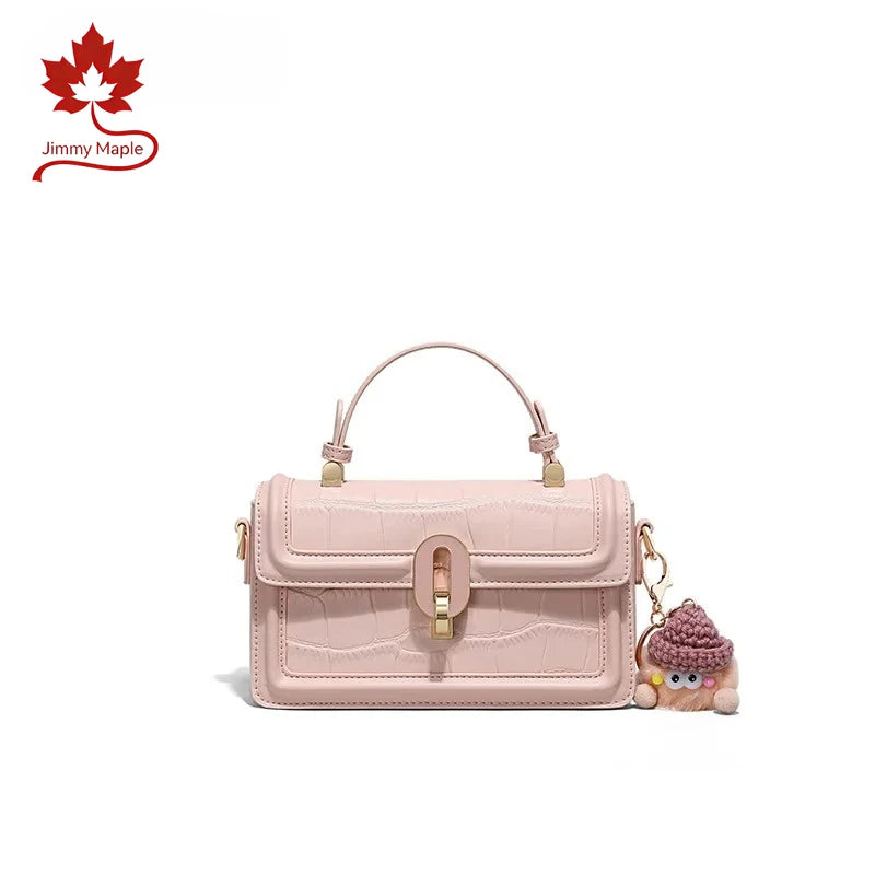 New 2026 Pink Tender Color Small Messenger Bag Leisure Crocodile Cow Leather Women Crossbody Bag Summer Daily-use Handbag