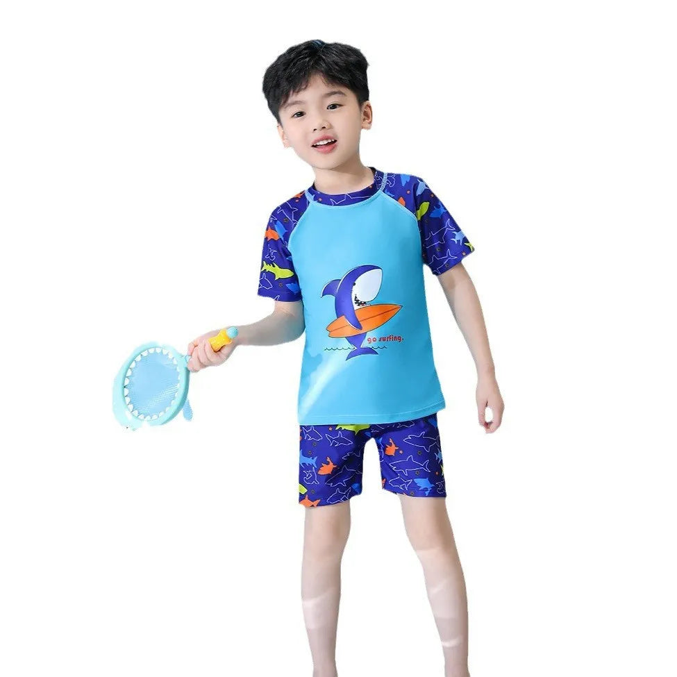 Children's Swimming Costume Three-Piece Boys and Girls New Small and Medium-Sized Children's Split Boy's Swimsuit Suit Suit