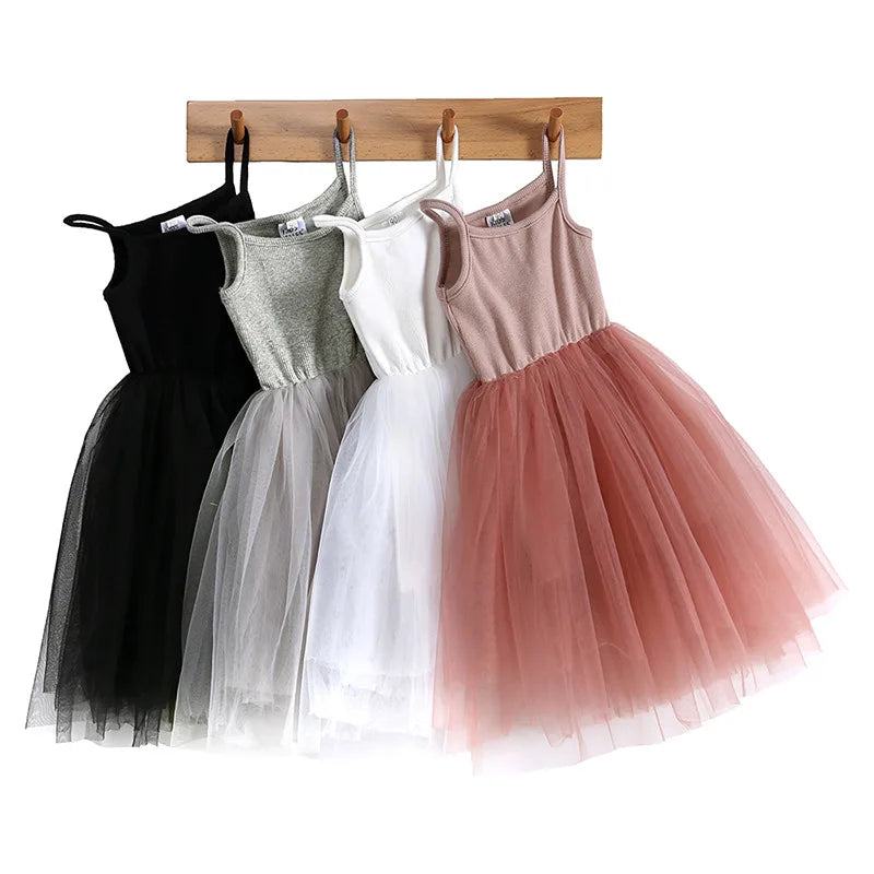 Baby Girls Cotton Tutu Dress Toddler Party Tulle Sundress Infant Princess Sleeveles Dresses Children Kids Sundress Clothing