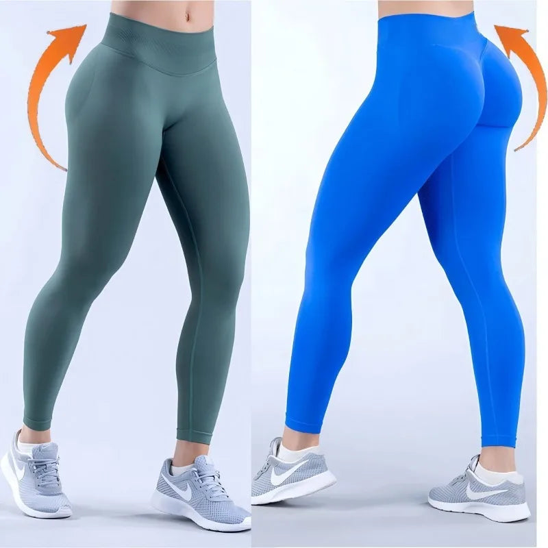 Seamless Yoga Leggings Women Three Waist Pleats Sports Fitness Trousers Sexy Hip Liftting Lowed-waist Fashionable Leggings